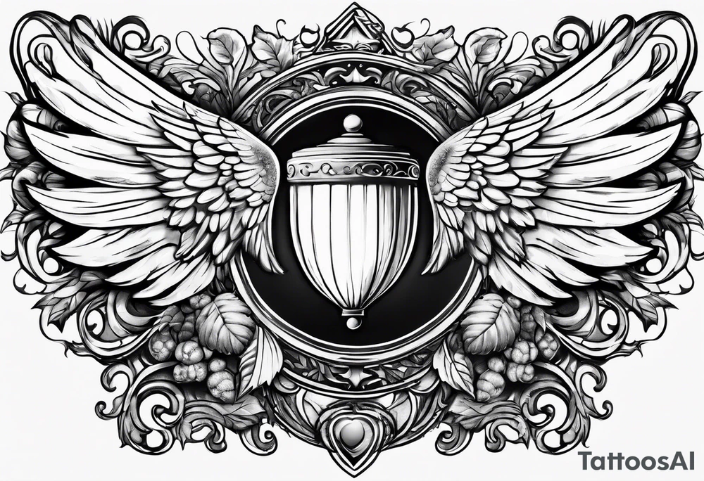 Acorn with angel wings tattoo idea