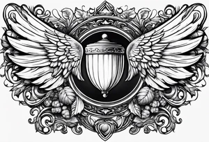 Acorn with angel wings tattoo idea
