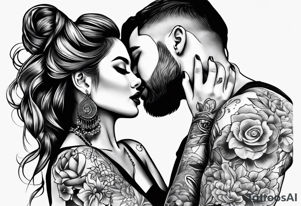 Couple sexy kisses tattoo idea