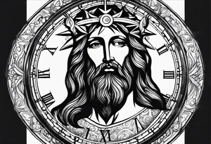Clock with Jesus tattoo idea