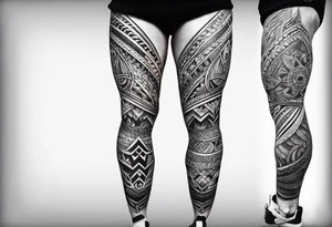 tribal leg sleeve tattoo idea