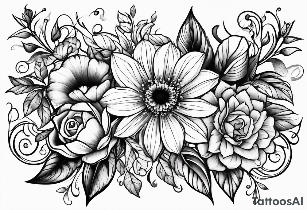 ornaments of flowers tattoo idea
