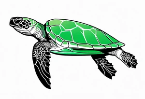 green sea turtle swimming tattoo idea