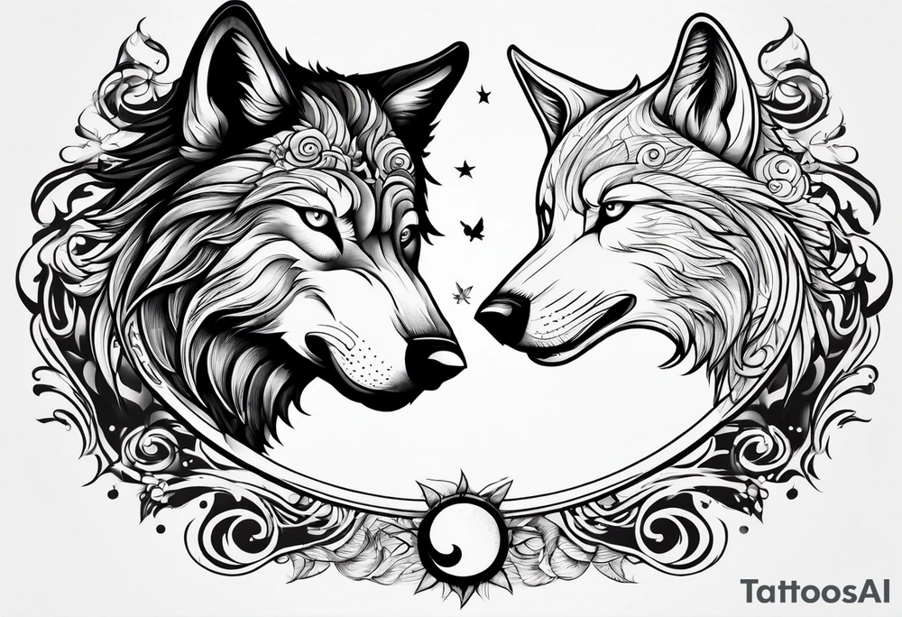 good wolf and bad wolf. Ying Yang style tattoo idea