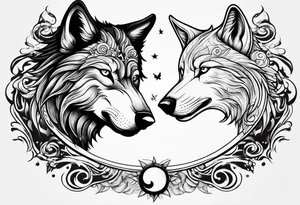 good wolf and bad wolf. Ying Yang style tattoo idea