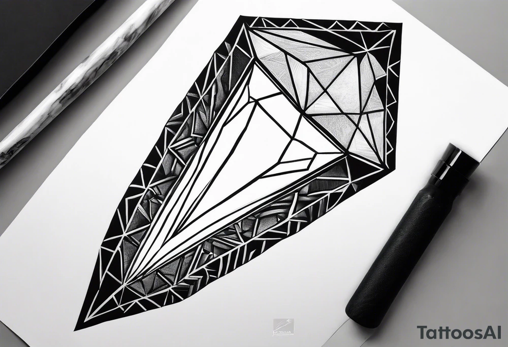 Forearm sleeve with empty diamond in the middle for men. tattoo idea