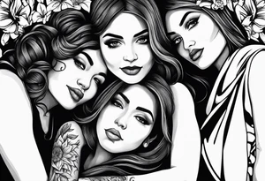 Mothers bond with three daughters tattoo idea