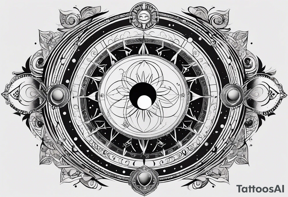 Astrology, Natal Chart, Cancer sign symbolic, vision, yin yang, the moon, the sun, Uranus, Pluto, spiritual, third eye, mystical, Zen, armband tattoo idea