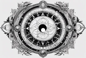 Astrology, Natal Chart, Cancer sign symbolic, vision, yin yang, the moon, the sun, Uranus, Pluto, spiritual, third eye, mystical, Zen, armband tattoo idea