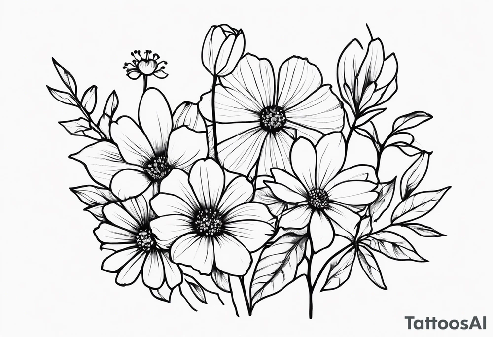 wild flowers minimalist tattoo idea