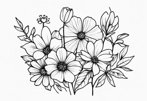 wild flowers minimalist tattoo idea