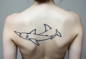 one lemon shark and one whale shark swimming upwards towards the neck in a line one behind the other tattoo idea