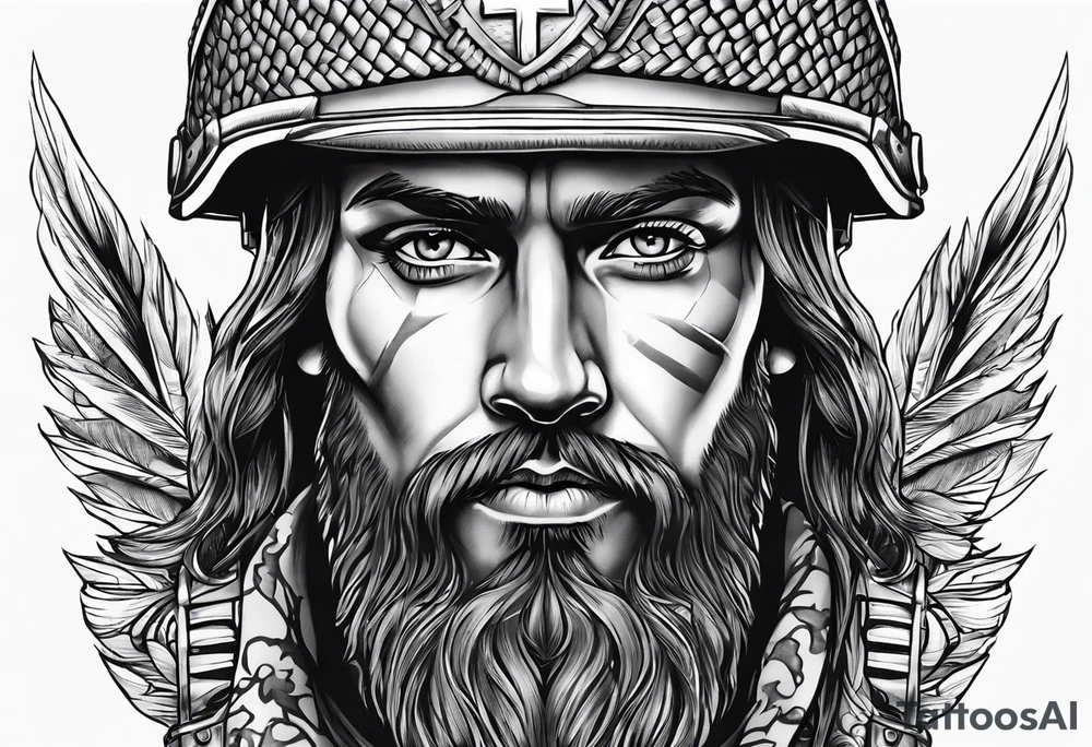 Religious tattoo representing a soldier of Christ tattoo idea