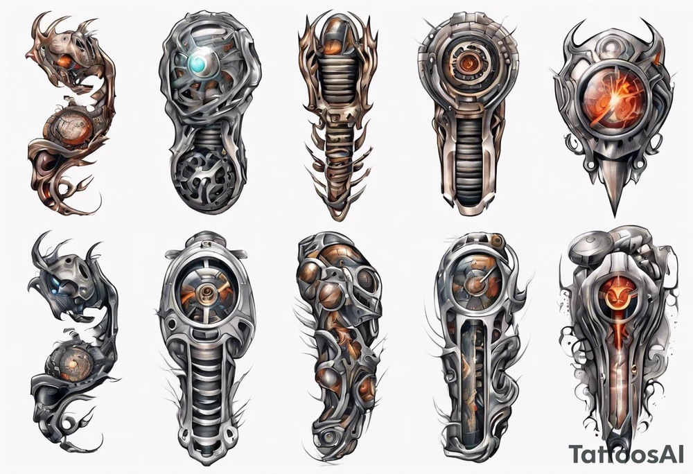 biomechanical forearm tattoo idea