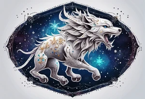 Constellation, animal alien, snowflake tattoo idea