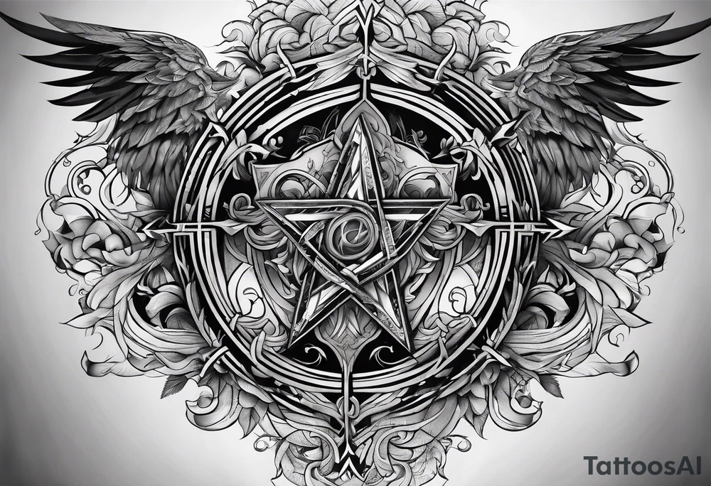 Cross road between good and evil , indulgence and discipline tattoo idea