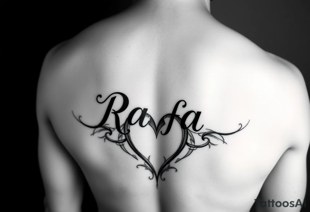 Name rafa with a heart under the boobs tattoo idea