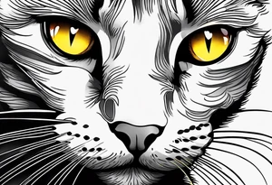 Black Cat with yellow eyes, cat's eye nebula in background tattoo idea