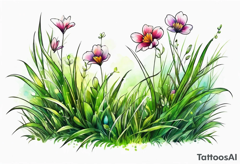a small patch of grass with a flower beginning to bloom tattoo idea