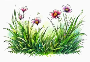 a small patch of grass with a flower beginning to bloom tattoo idea