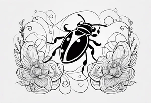 very minimalist thin lining very minimal tattoo with combination of a ladybug, the letter ‘s’, a jellyfish and a swing tattoo idea