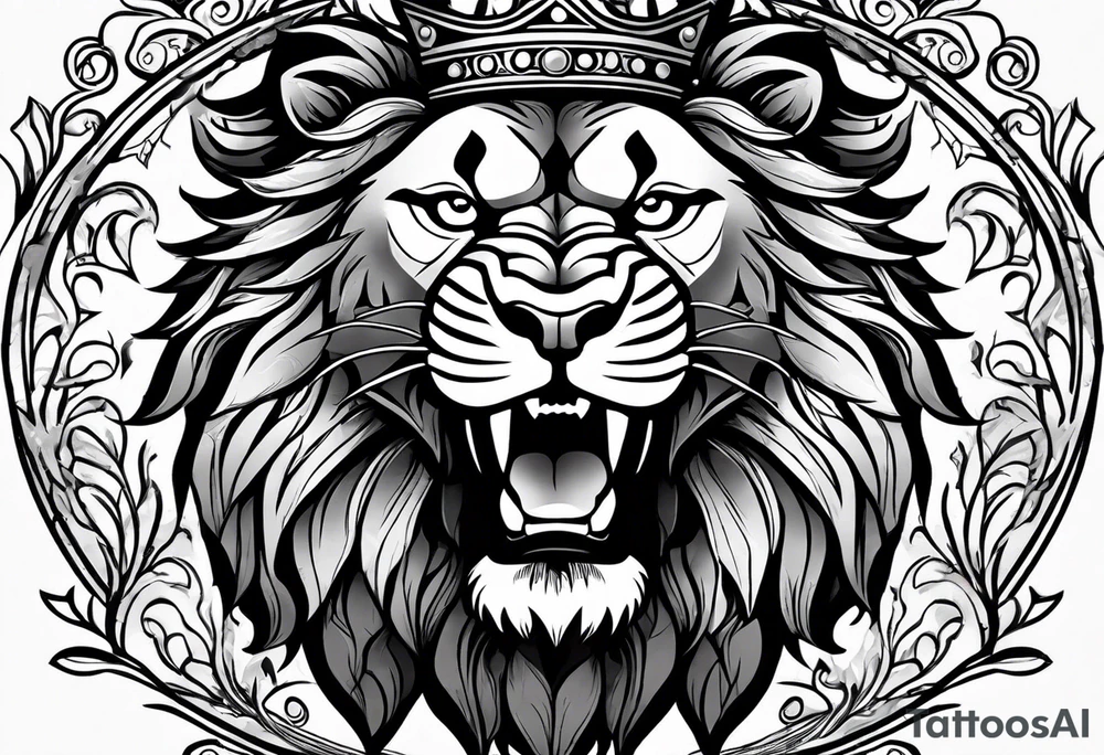 Roaring Lion with crown tattoo idea