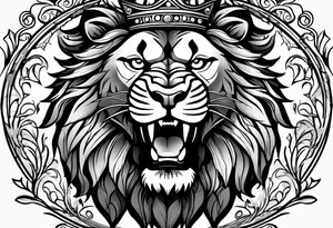 Roaring Lion with crown tattoo idea