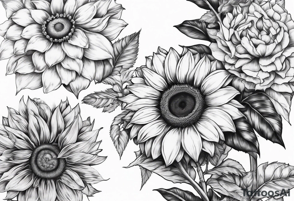 Tournesol,  Fleur roses , Caméra, wave, palmier tattoo idea