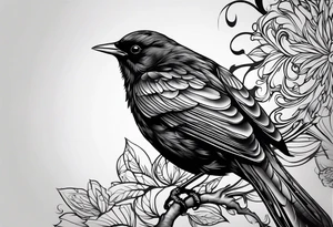 A black only blackbird with no extraneous details. Use the Beatles song blackbird as inspiration. tattoo idea