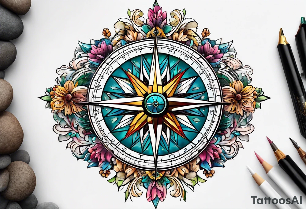 Compass , flower, sea tattoo idea