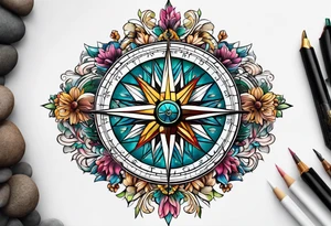 Compass , flower, sea tattoo idea