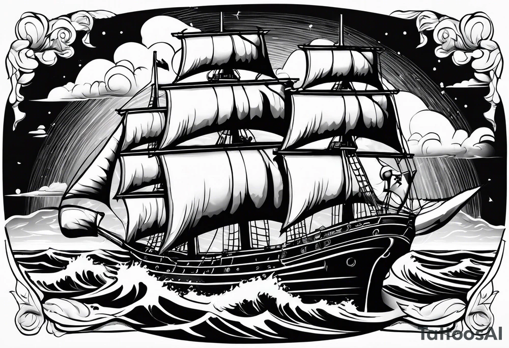 ship in a bottle, but the ship is in a storm tattoo idea