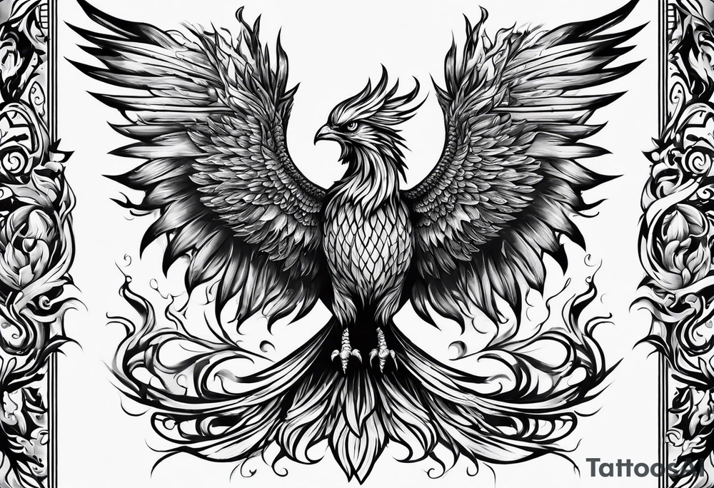 Phoenix on fire tattoo idea