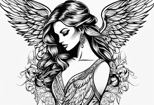 Diamond angel wings tattoo idea