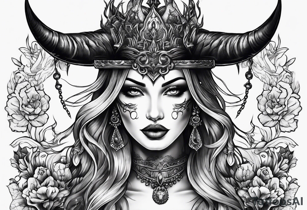 Woman devil tattoo idea