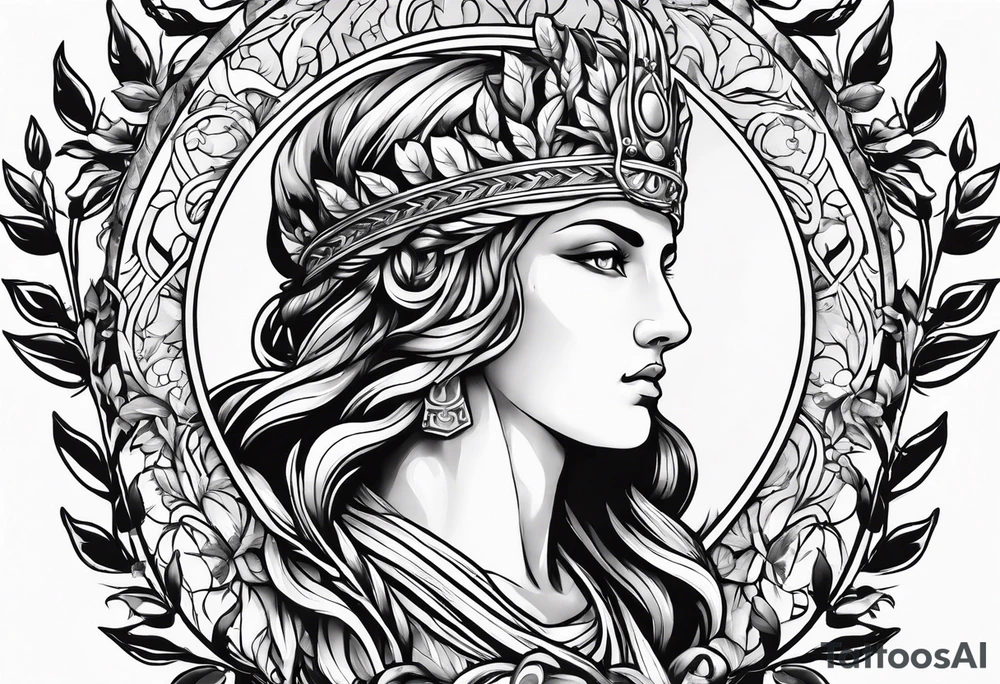 Athena with a laurel wreath around him tattoo idea