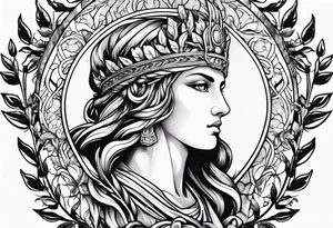 Athena with a laurel wreath around him tattoo idea