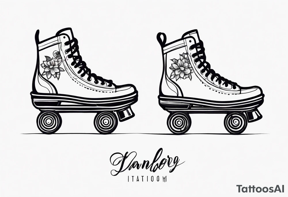 girls fancy roller skating tattoo idea