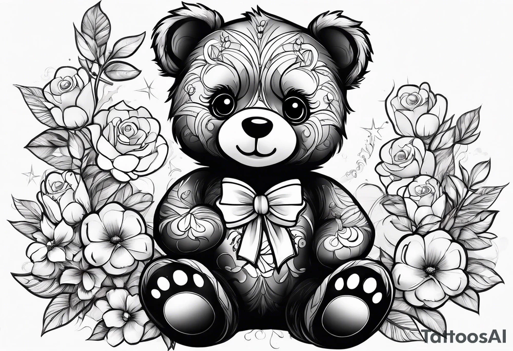 cute teddy bear tattoo idea