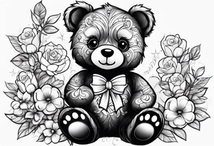 cute teddy bear tattoo idea