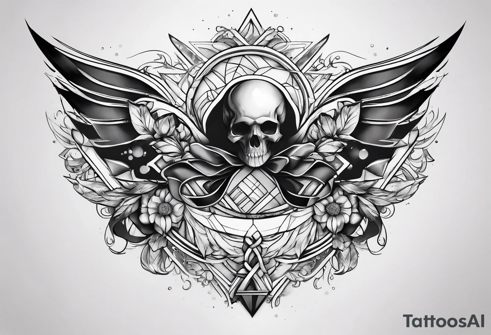 Cancer ribbon chest tattoo tattoo idea