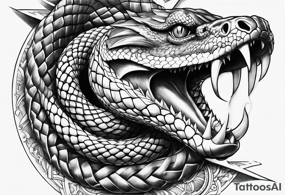 Snake wrapped around sword tattoo idea