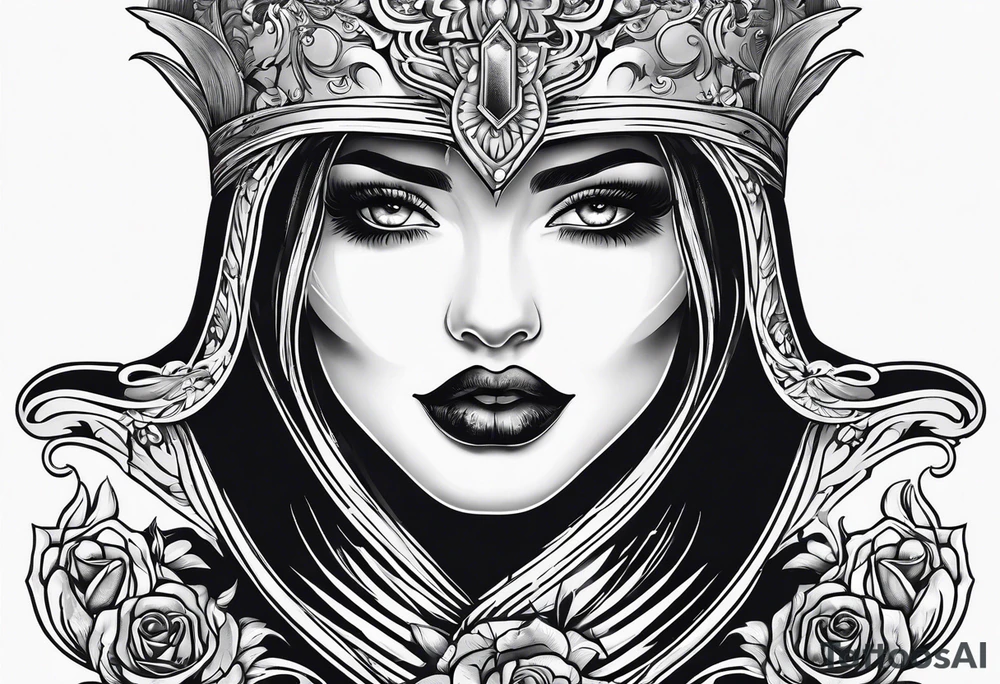 Shadow cloak protecting beautiful dagger tattoo idea