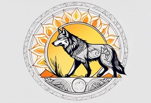 strength, small, young wolf elegant, armenian, sun, lenghty tattoo idea