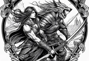 Warrior battle scene tattoo idea