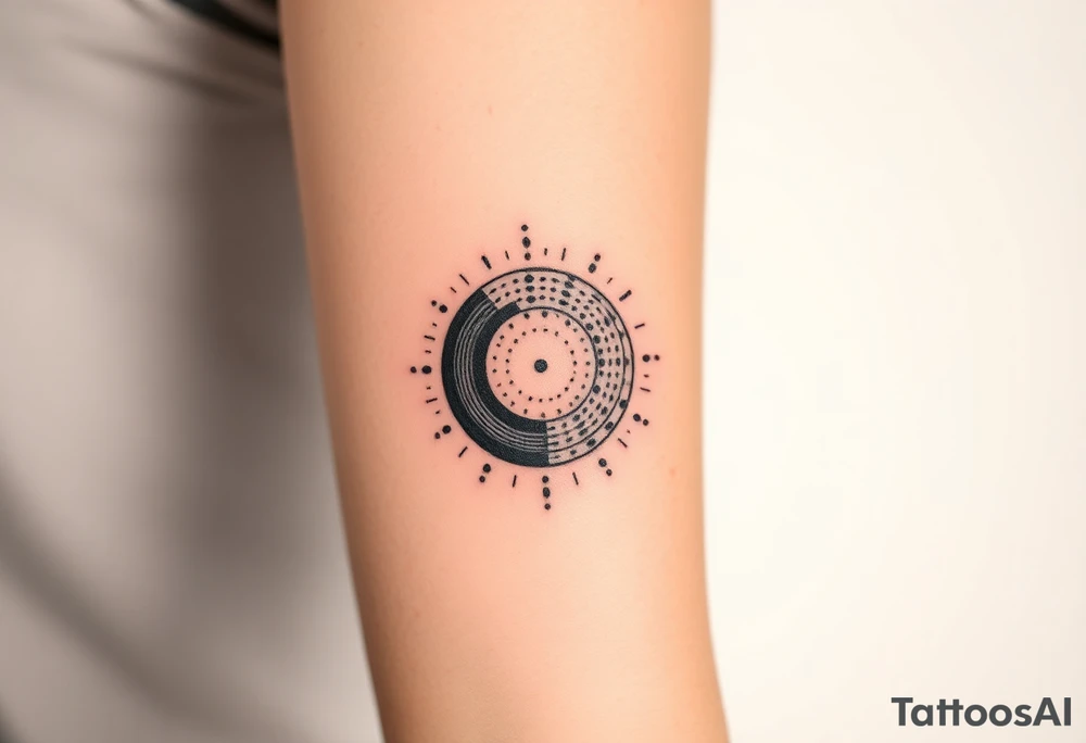 vinyl record and disco ball tattoo idea