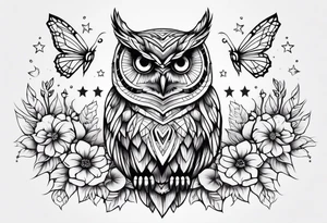 Owl flowers butterflies 
Stars tattoo idea