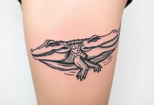 powerful crocodile swimming in water tattoo idea