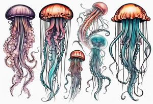 Jellyfish with super long tentacles tattoo idea