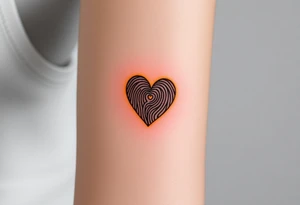 A heart-shaped fingerprint with a soft golden glow surrounding it, symbolizing divine love and warmth tattoo idea